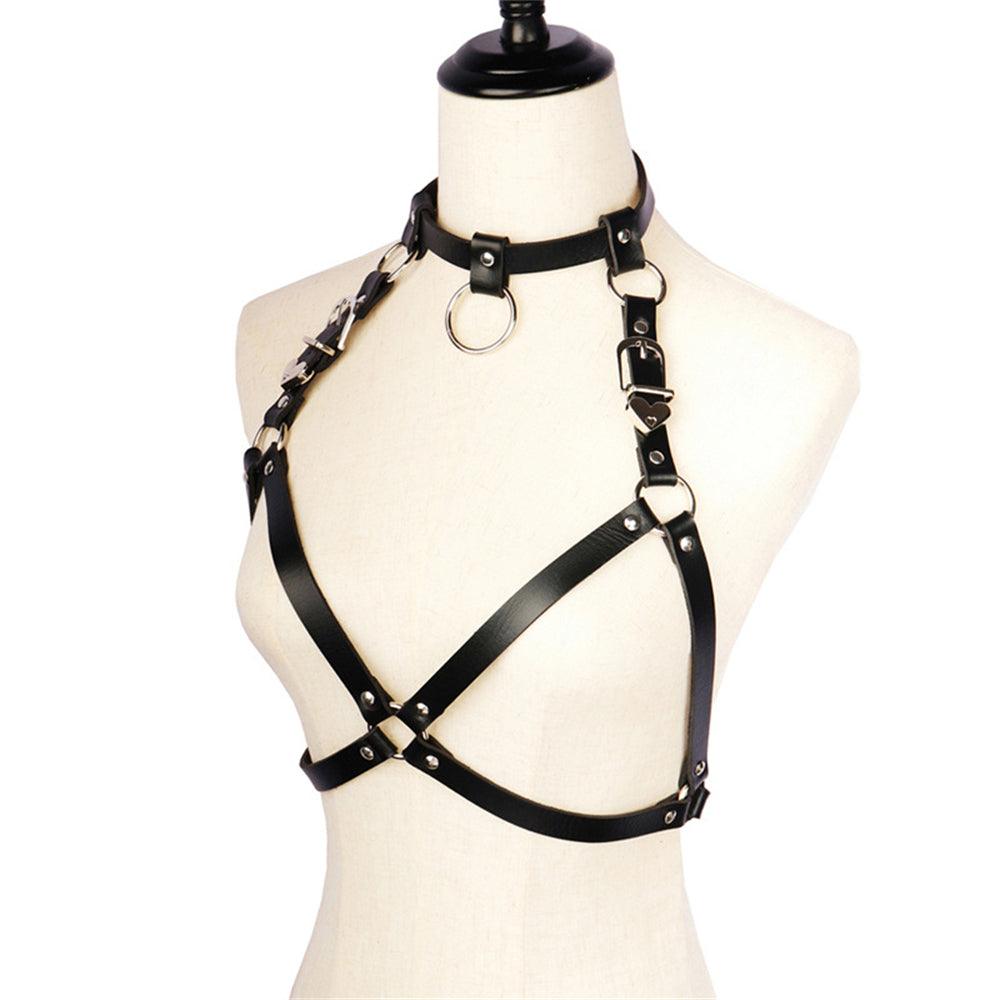 Sexy Lady Punk Collar Strap One Heart Belt Belt Strap Chest Personalized Hip Hop Harness Leather Goods - Nioor