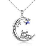 Sterling Silver French Bulldog Moon Pendant Necklace Jewellery Gifts for Women Girls - Nioor