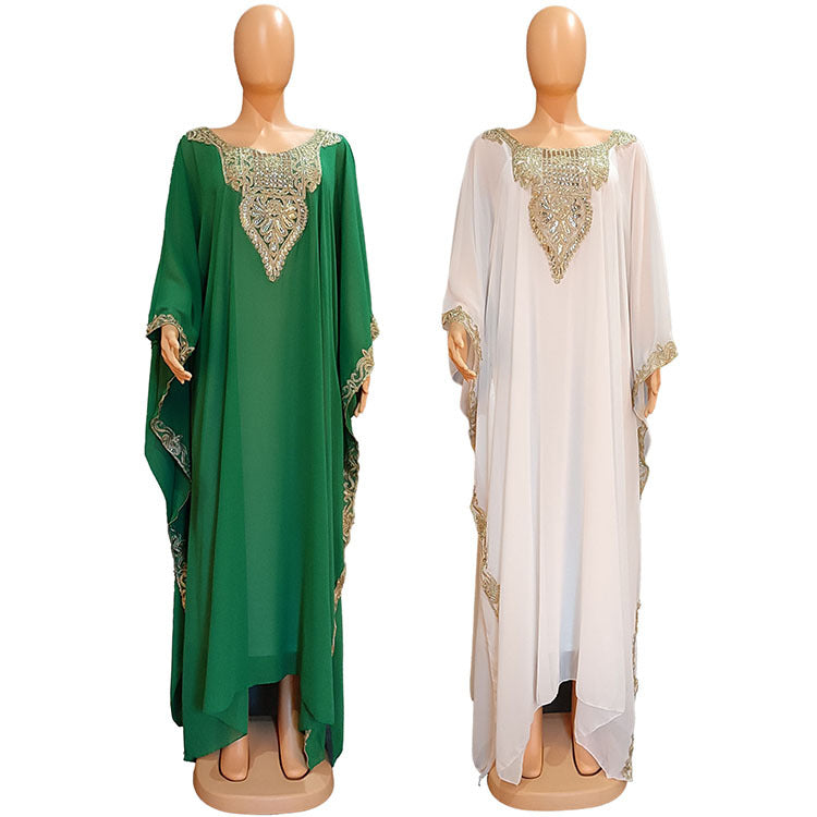 Women's Dress Embroidered Lace Muslim Robe