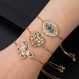 Women's Fashion Normcore Style Copper-plated Gold Micro Inlaid Zircon Heart Butterfly Bracelet