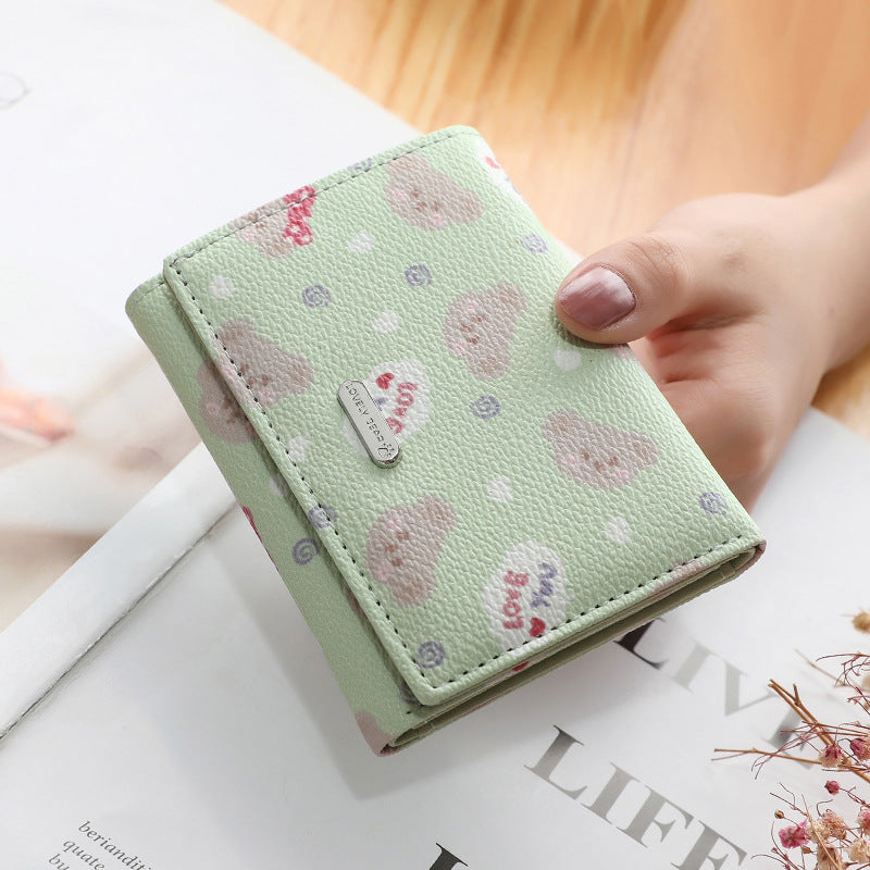 Women's Fashion Pointed Small Bear Print Student Wallet