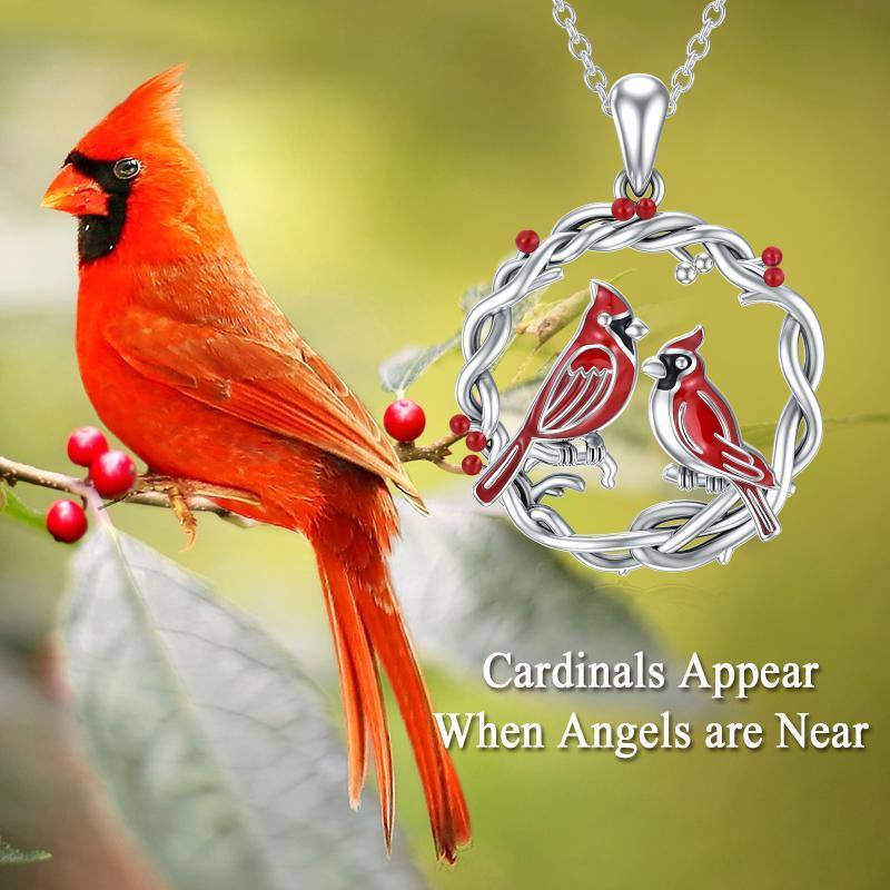 Cardinal Tree Of Life Necklace in White Gold Plated Sterling Sliver - Nioor