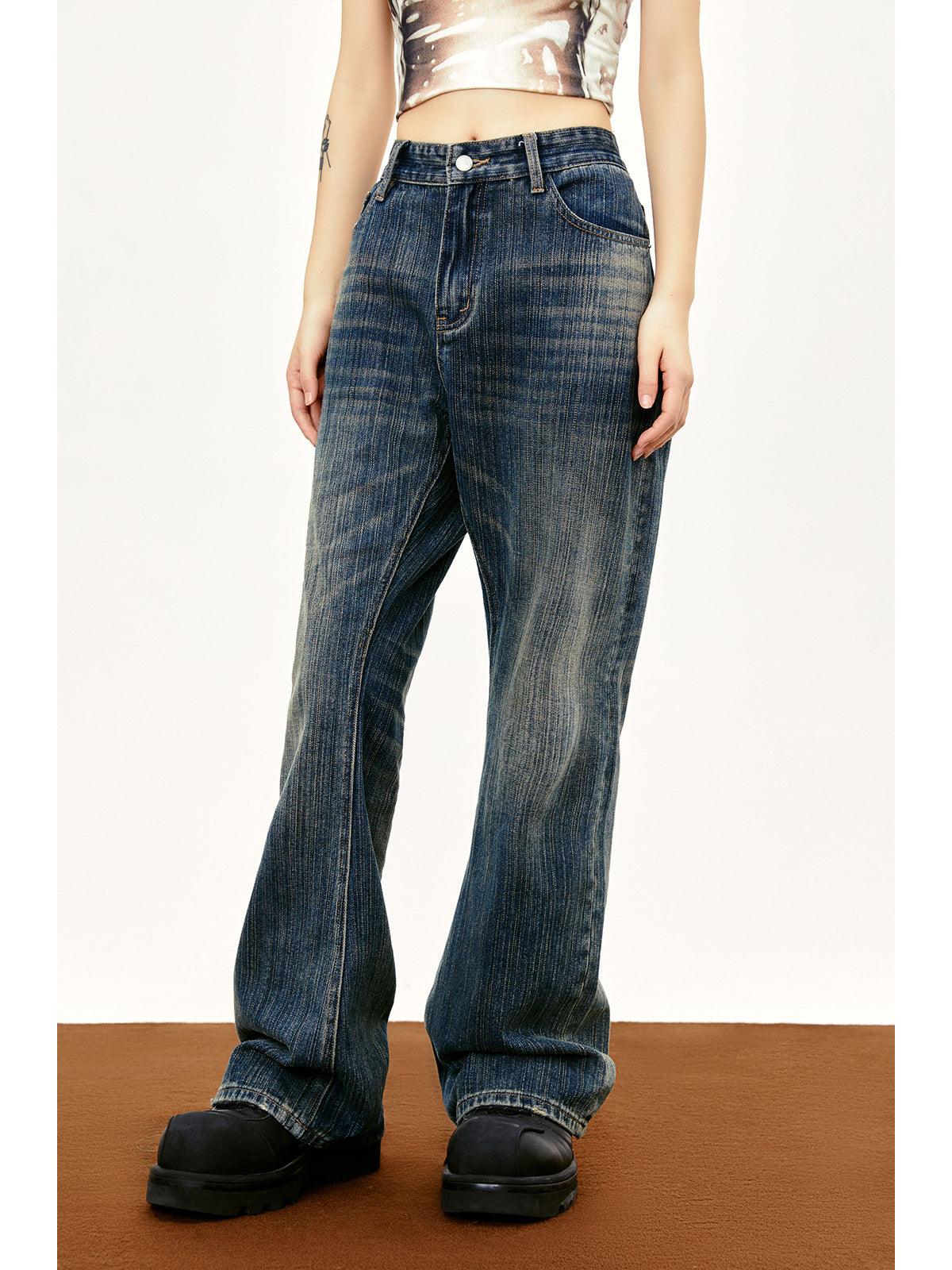 Washed Old Bamboo Joint Casual Denim Trousers - Nioor