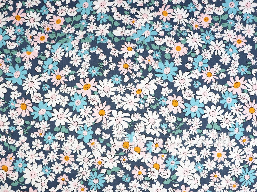 Plant Flower Small Clear Floral Twill Cotton Fabric