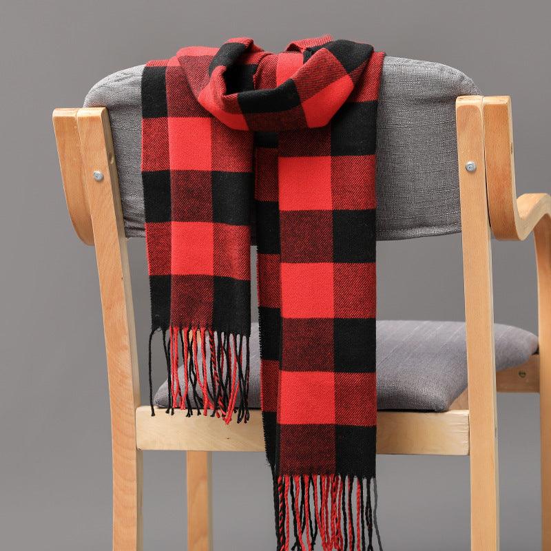 British Plaid Imitation Cashmere Tassels Couple Parent-child Men's Scarf - Nioor