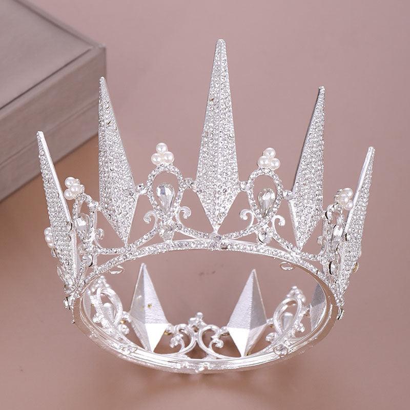 The Whole Circle Full Of Diamonds Crystal Big Crown Wedding Headdress - Nioor