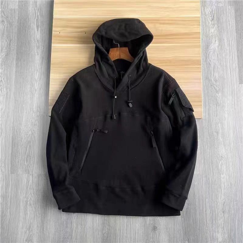 American-style Zipper Pocket Tactical Fleece Sweater Men's Hooded Thickened Thermal - Nioor