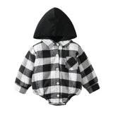 Baby Clothing Christmas Baby Plaid Button Hooded Jumpsuit