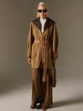 Women's Fashion Retro Contrast Color Mid-length Wool Overcoat - Nioor