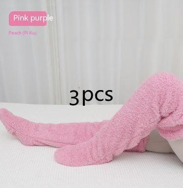 Over Knee High Fuzzy Long Socks Winter Warm Cold Leg Knee Joint Cold-proof Stockings Home Floor Sleeping Socks - Nioor