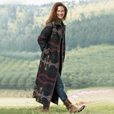 Fashion Printed British Style Lapel Long Trench Coat - Nioor