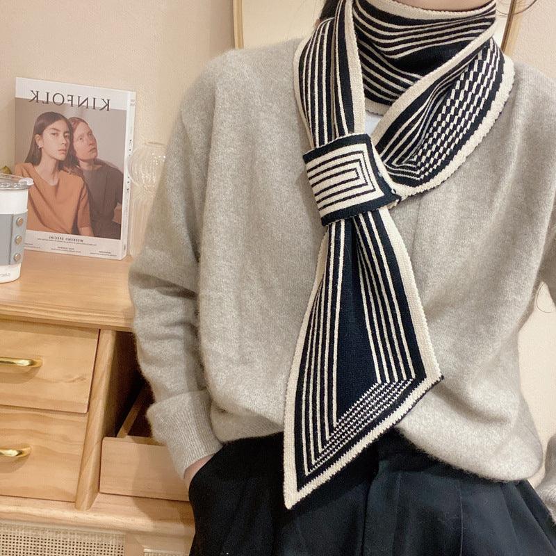 Classic Black And White Autumn And Winter All-match Small Scarf - Nioor