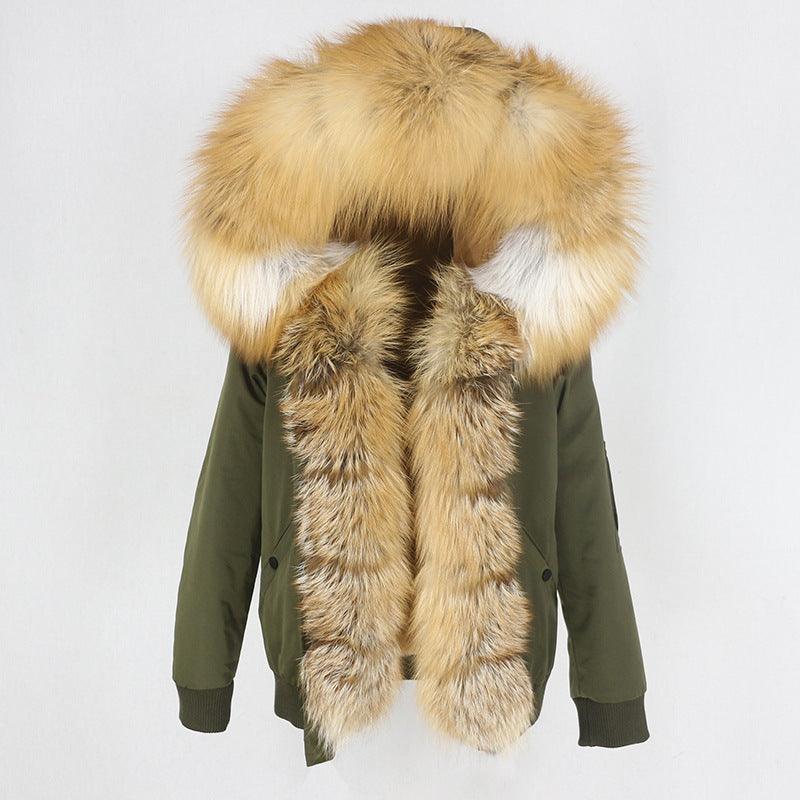 Parka Thick Raccoon Fur Liner Jacket Fur - Nioor