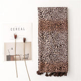 Fashion Large Leopard-print Personality Voile Silk Scarf Coffee Color Gradient Handmade Tassel Sun-proof - Nioor