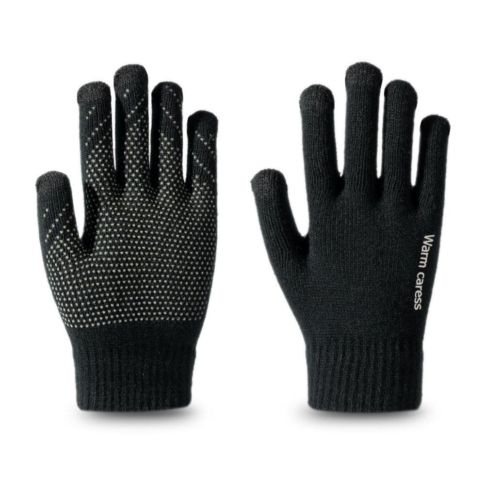 Men's Winter Warm Touch Screen Velvet Cold Protection Non-slip Outdoor Riding Fashion Korean Style Knitted - Nioor