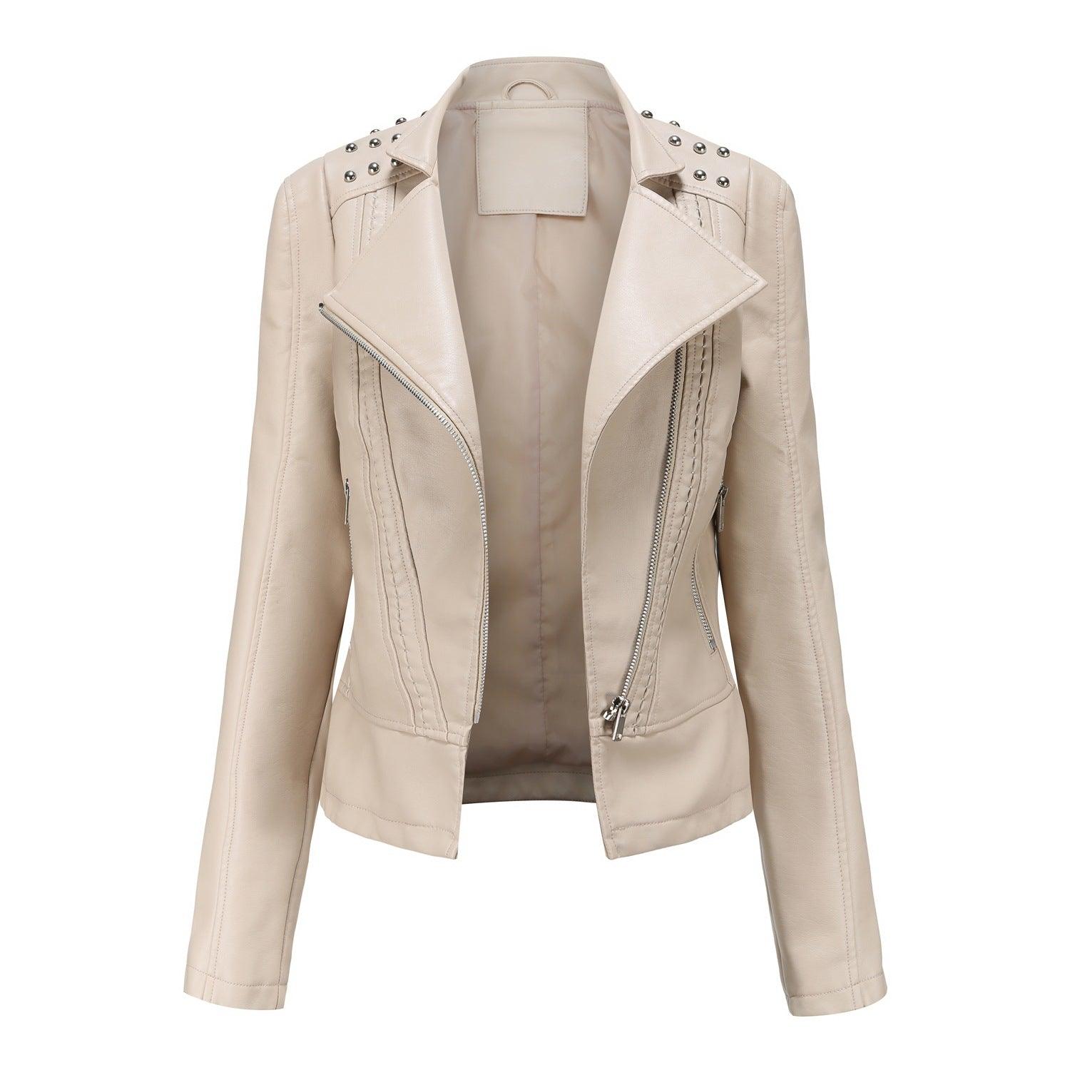 Women's Leather Jacket Slim Thin Small Coat - Nioor