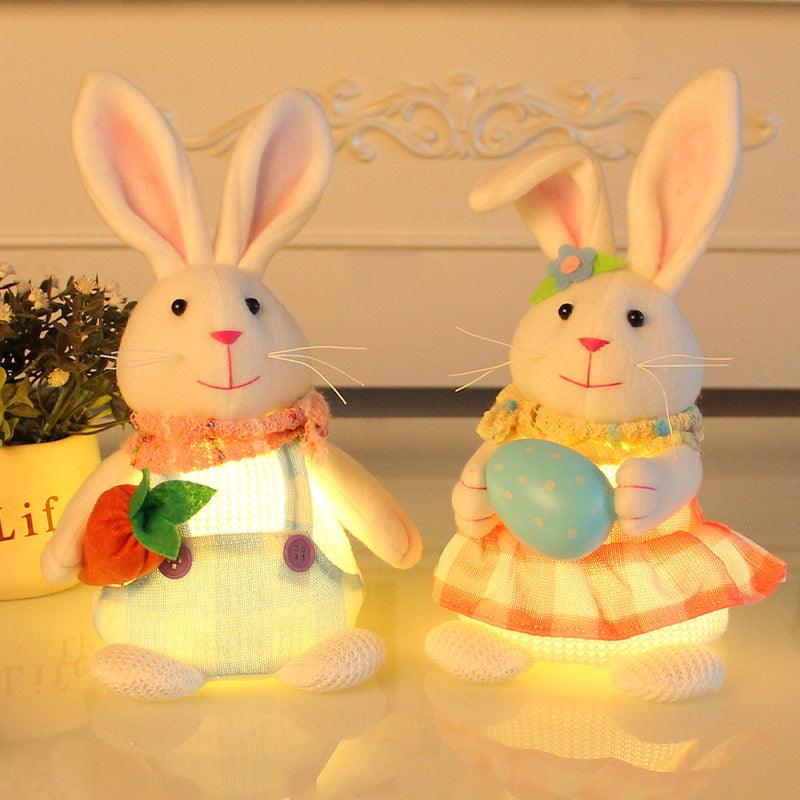 Easter Cartoon Cute Newspaper Egg Radish Luminous Rabbit Tabletop Decoration - Nioor