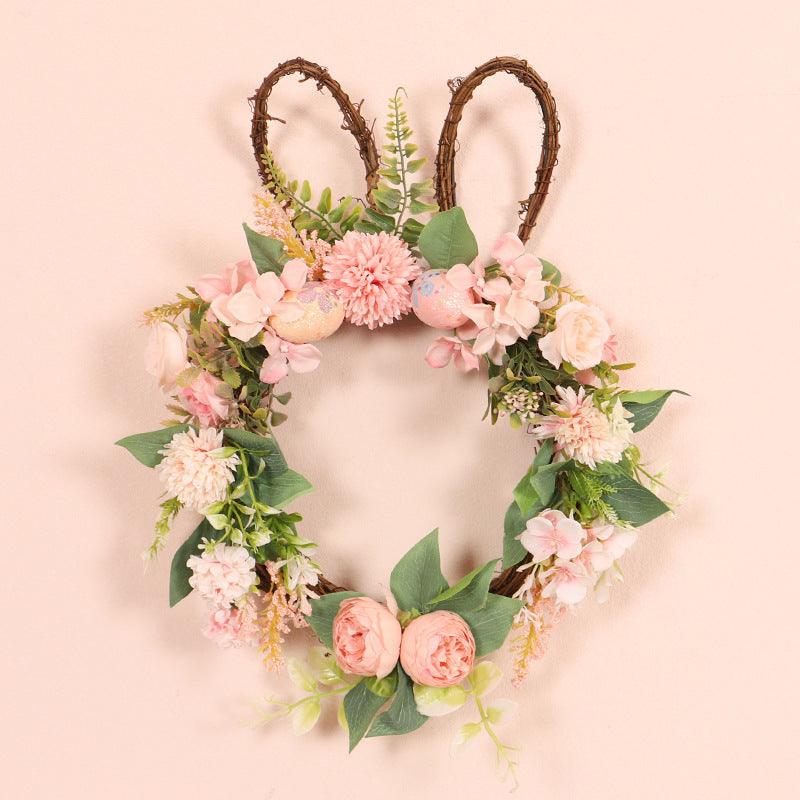 Easter Egg Simulation Wreath Easter Chrysanthemum Rabbit Modeling Decorative Pendant - Nioor