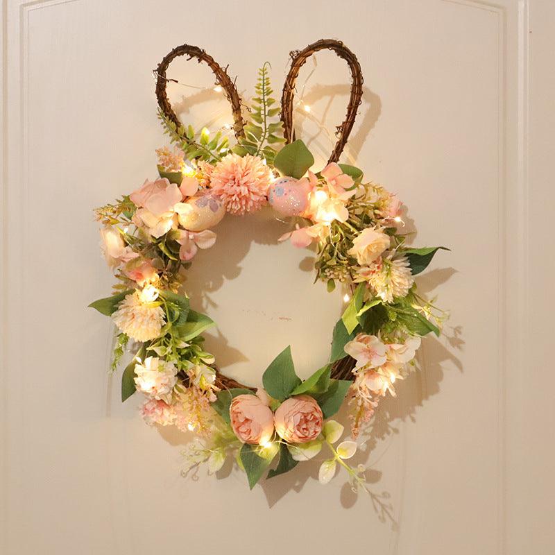 Easter Egg Simulation Wreath Easter Chrysanthemum Rabbit Modeling Decorative Pendant - Nioor