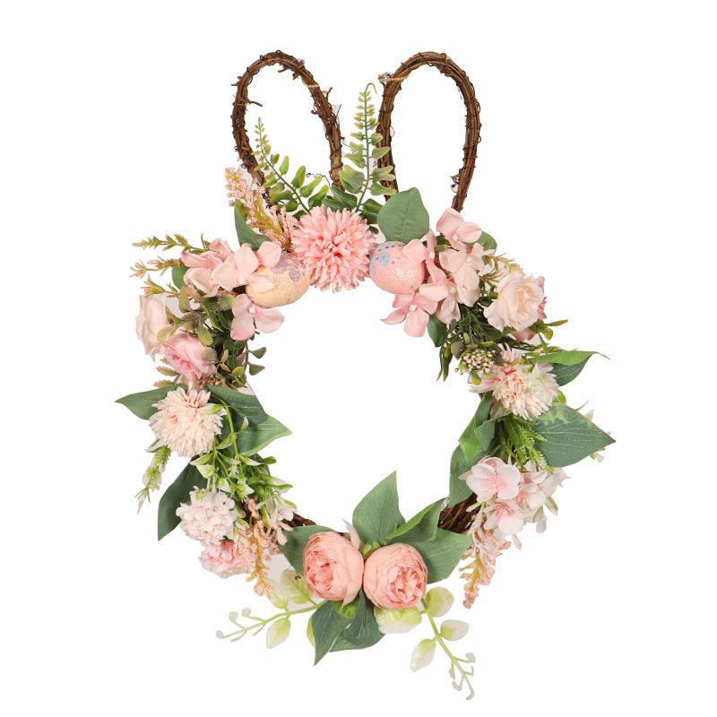 Easter Egg Simulation Wreath Easter Chrysanthemum Rabbit Modeling Decorative Pendant - Nioor