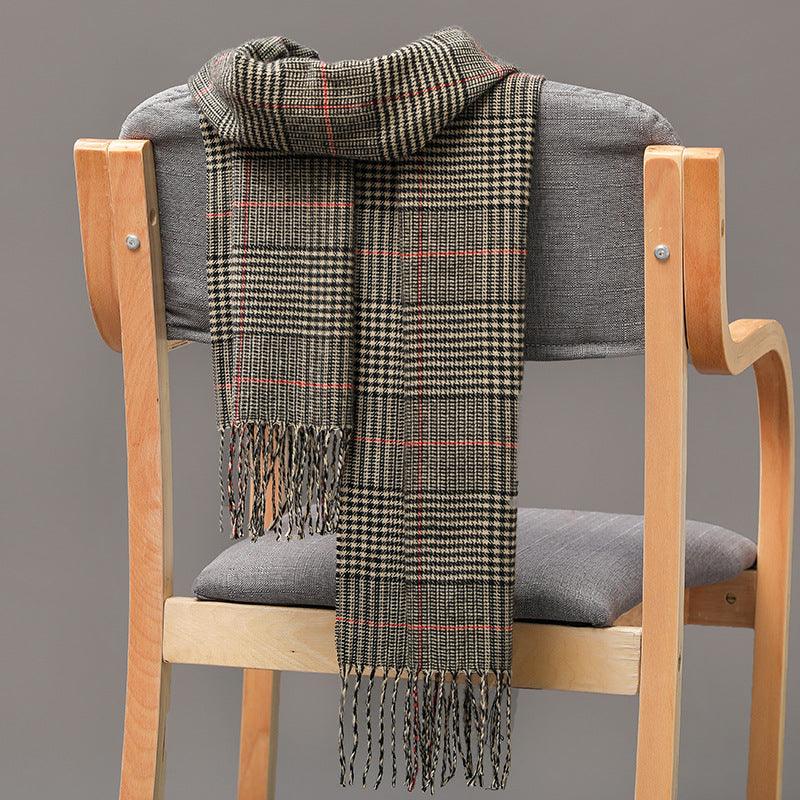 British Plaid Imitation Cashmere Tassels Couple Parent-child Men's Scarf - Nioor