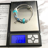 Round Bracelet Diamond Transparent Crystal Bracelet Silver Plated Glacier Blue Bracelet