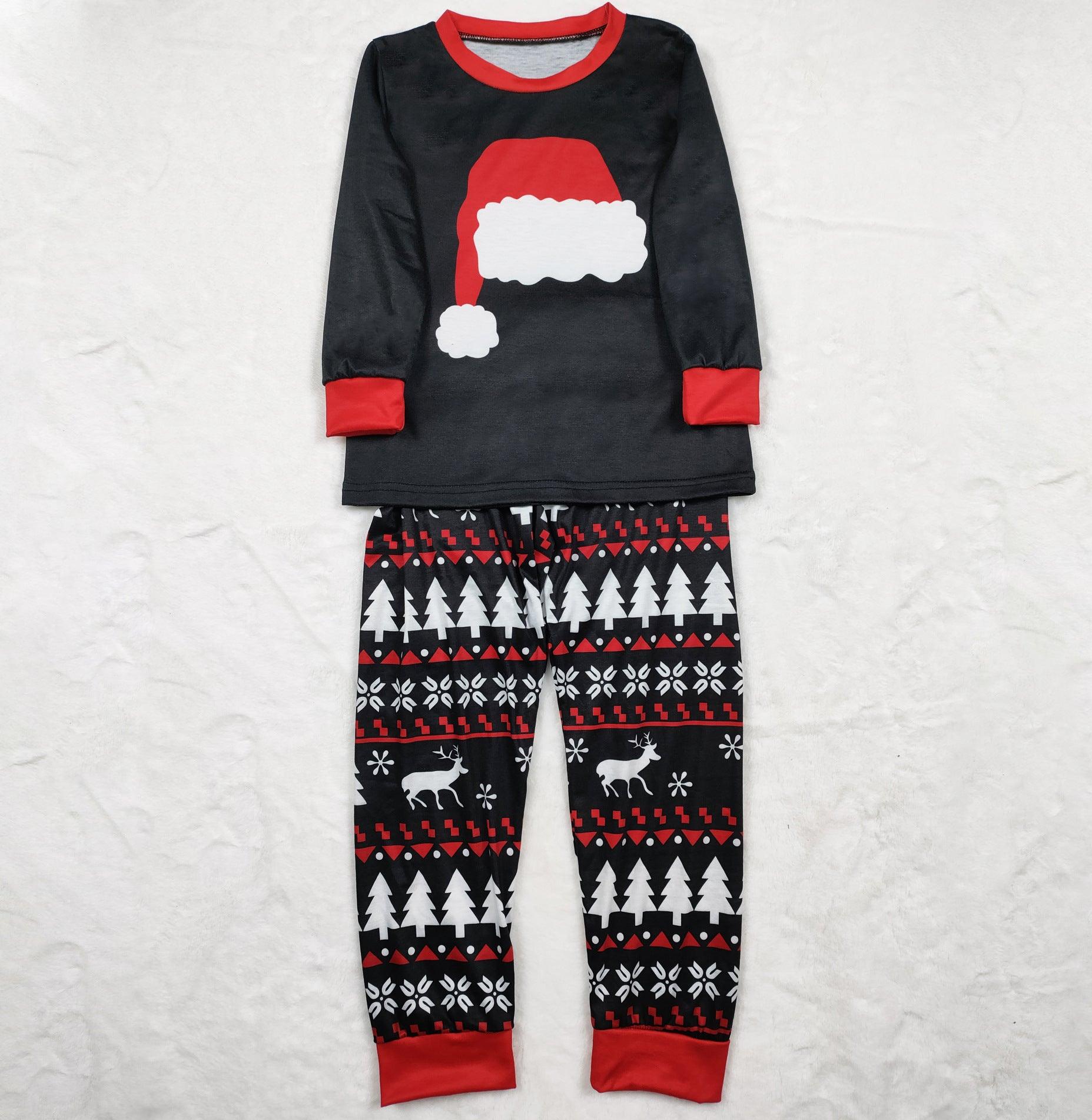 New Autumn And Winter Pajamas Set Home Wear Christmas Hat Printed Parent-child Suit - Nioor