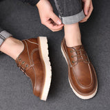 Martin Boots Men's Low Top Retro Casual Shoes British Style Worker Boot Low-top Height Increasing Big Scalp Shoes - Nioor