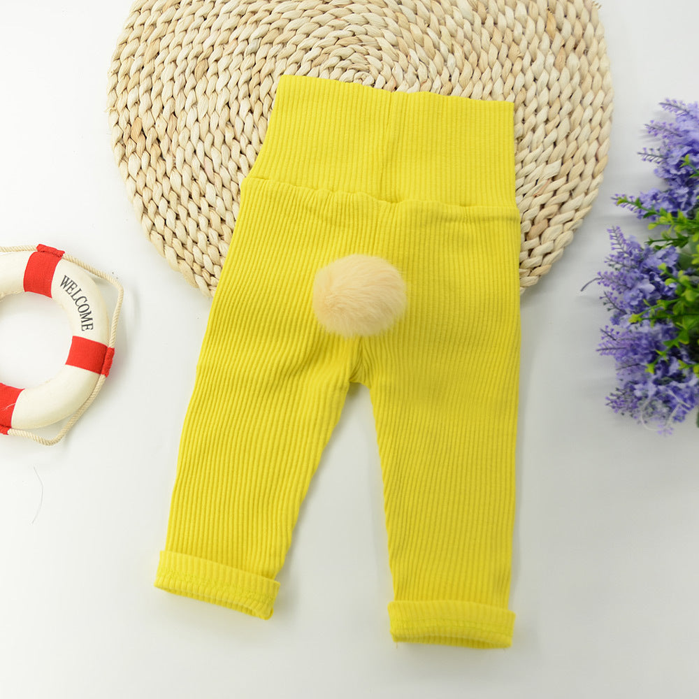 Baby Solid Color Pit Cotton High-waisted Pants