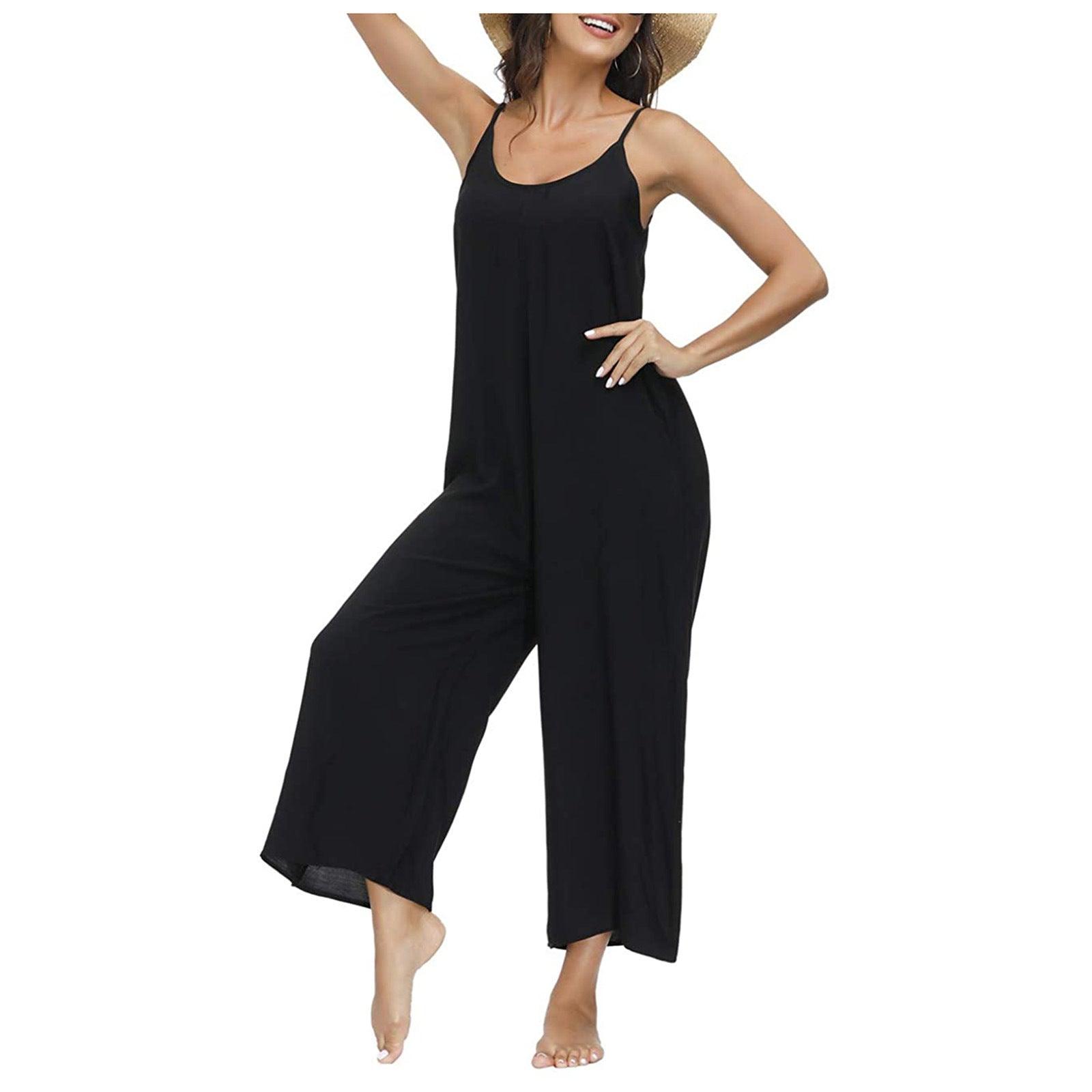 Fashion Sling Pocket Casual Wide Jumpsuit - Nioor