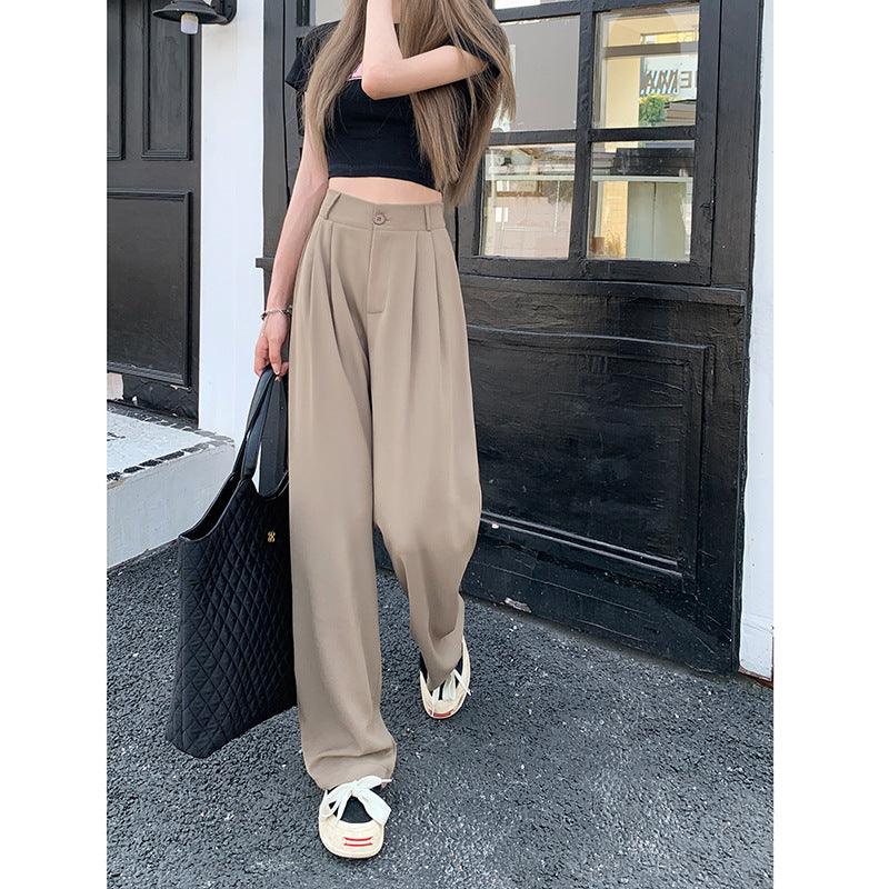 Straight High Waist Slimming Loose And Simple Casual Pants - Nioor