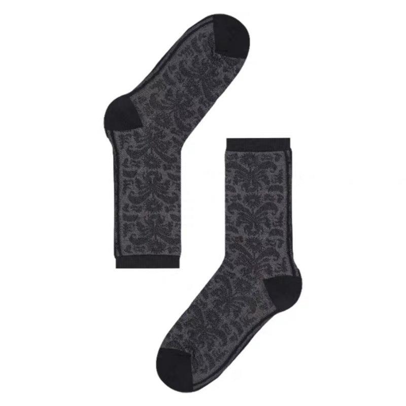 Printed Roll Grass Pattern Mid-calf Socks - Nioor