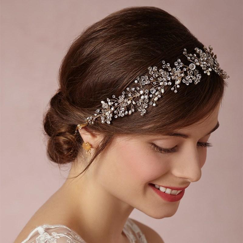 Pure Handmade Gold And Silver Crystal Bridal Hair Accessories - Nioor