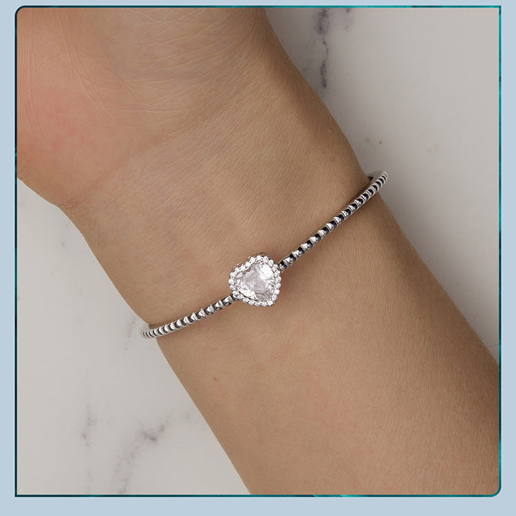 Heart-shaped S925 Sterling Silver Bracelet