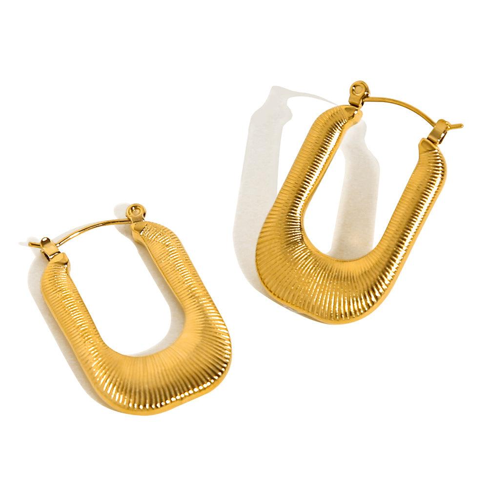 High-grade Titanium Steel Gold-plated Hollow Crescent Earrings - Nioor