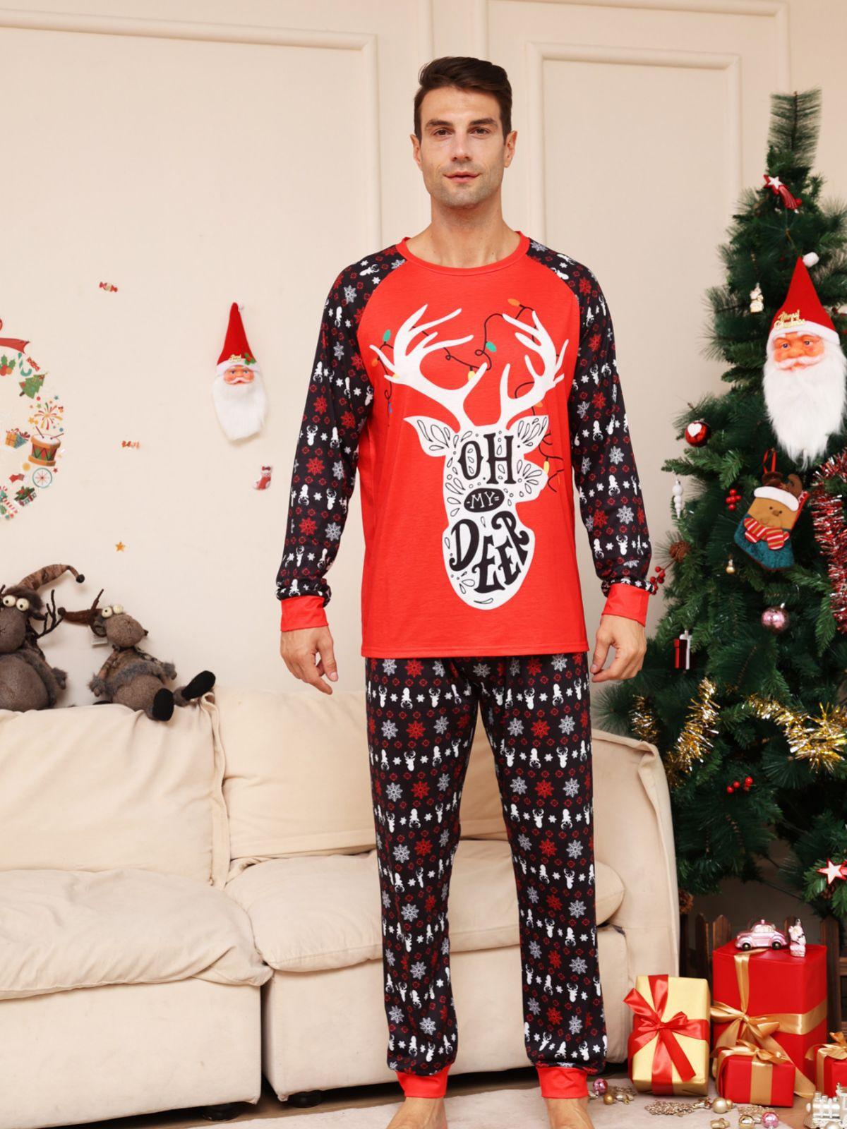 New Letter Snowflake Deer Christmas Parent-child Suit Printed Homewear Pajamas - Nioor