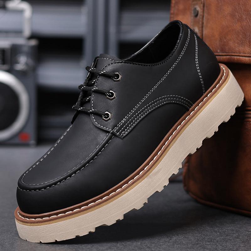 Martin Boots Men's Low Top Retro Casual Shoes British Style Worker Boot Low-top Height Increasing Big Scalp Shoes - Nioor