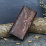 Top Layer Women's Butterfly Leather Long Wallet