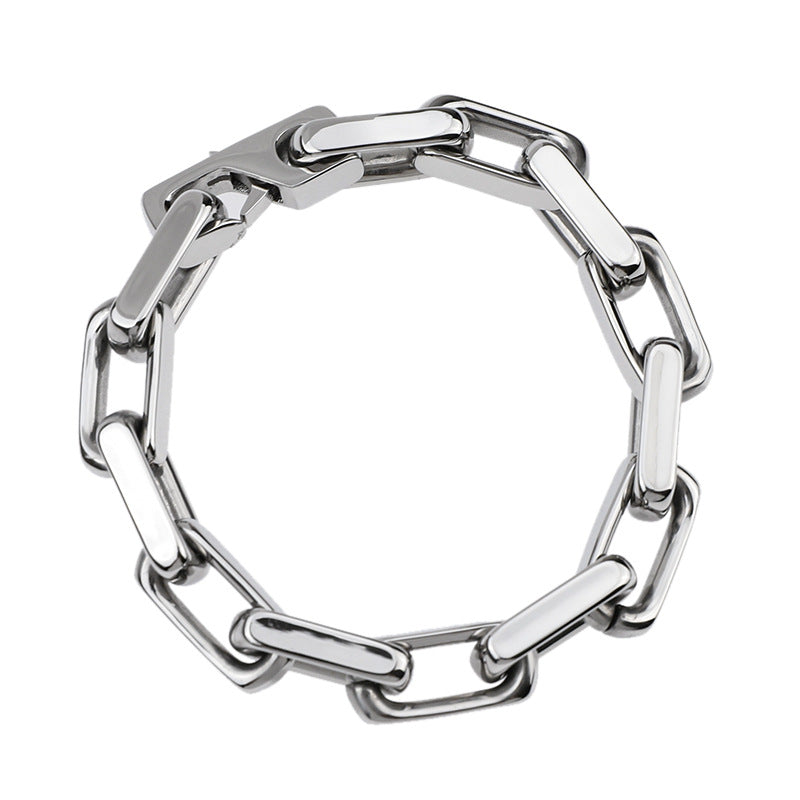 Silver Metal Men's And Women's Titanium Steel Bracelet Simple