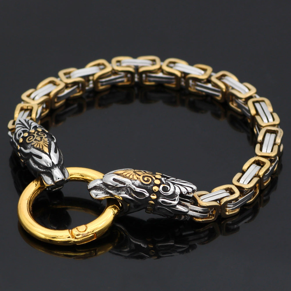 Nordic Fancy Wolf Head Emperor Bracelet