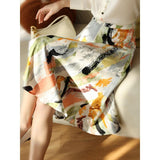 Oil Painting Painted Print High Waist Slimming A- Line Skirt - Nioor