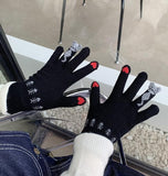 Christmas Red Finger Gloves For Women - Nioor