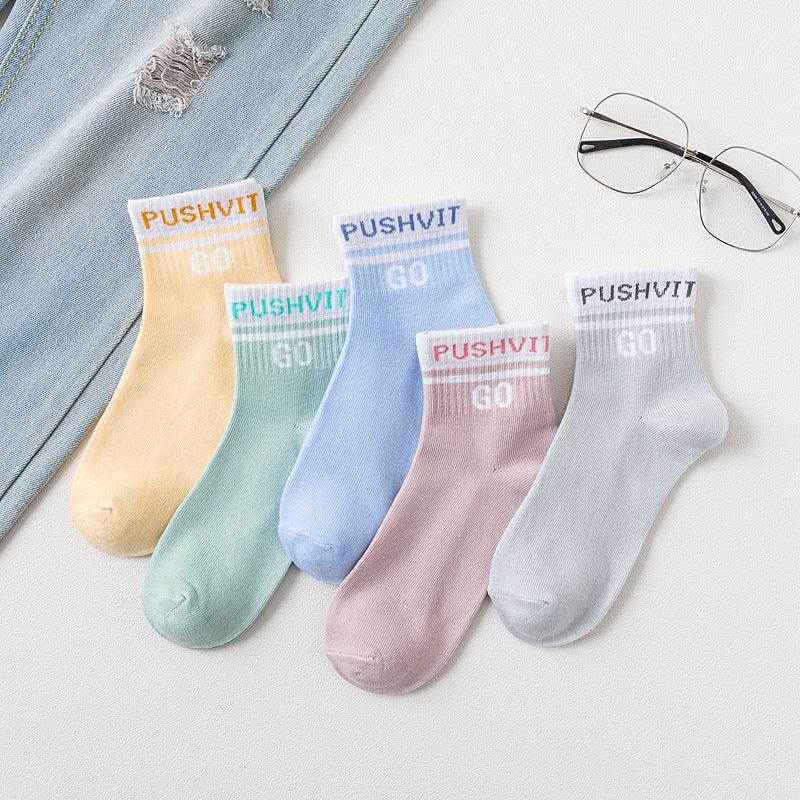 Solid Color Cotton Socks Spring And Autumn Medium Hose - Nioor