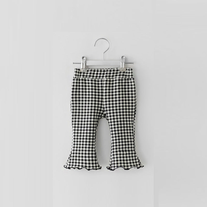 Children's Clothing Women's Plaid Flared Pants