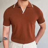 Men's Summer Red Lapel Knitwear - Nioor