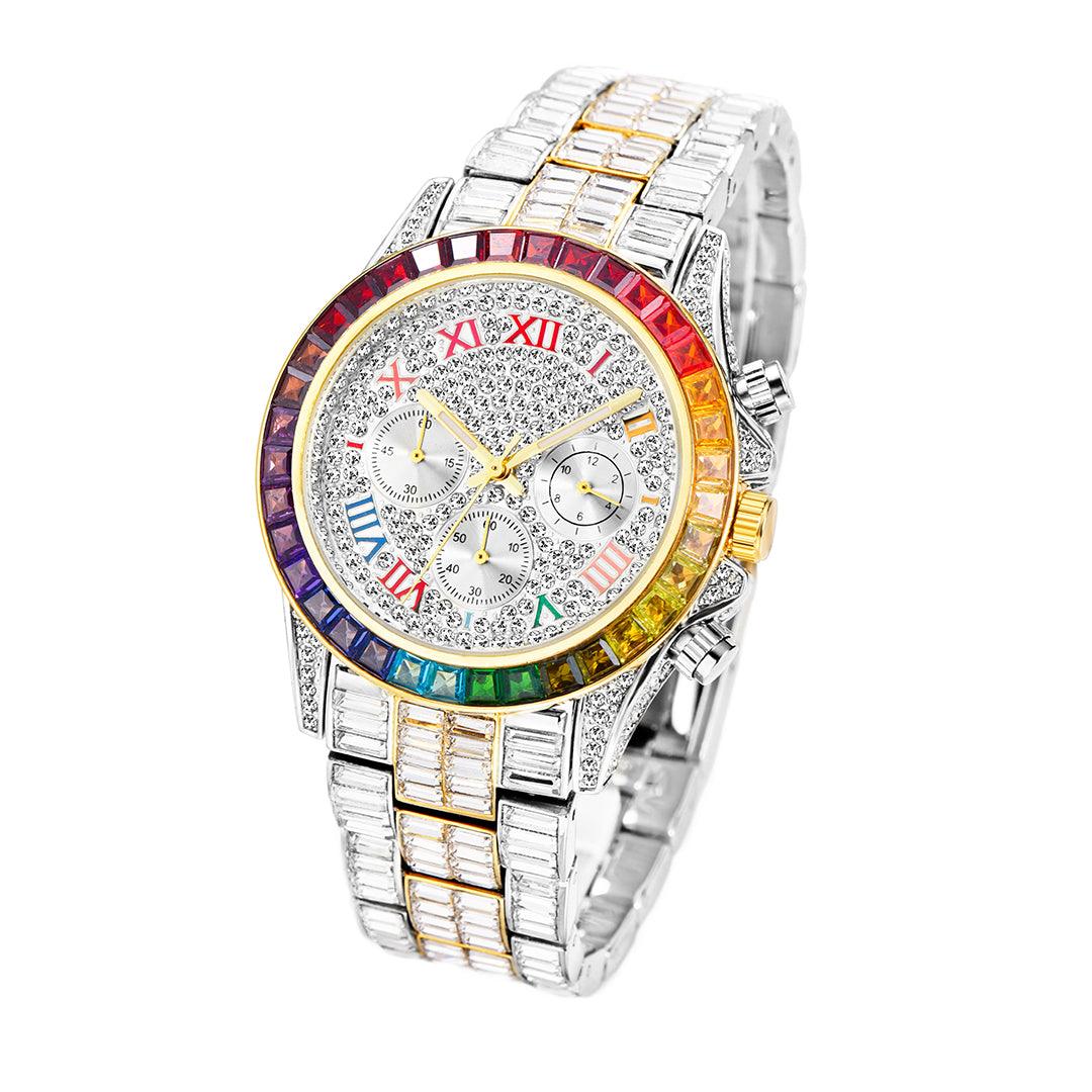 Three Eyes Rainbow Diamond Quartz Watch - Nioor