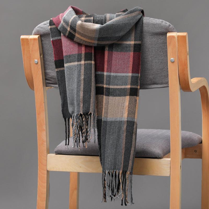 British Plaid Imitation Cashmere Tassels Couple Parent-child Men's Scarf - Nioor