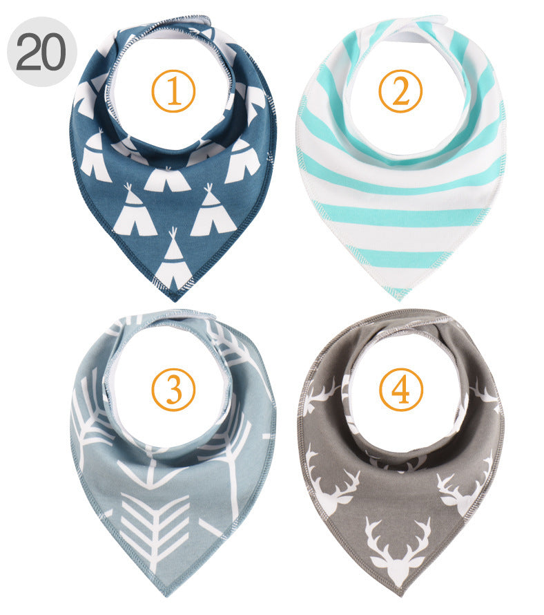 European And American Baby Bib 4 Pieces Of Pure Cotton Waterproof Baby Bib Double Cross Border Newborn Bib