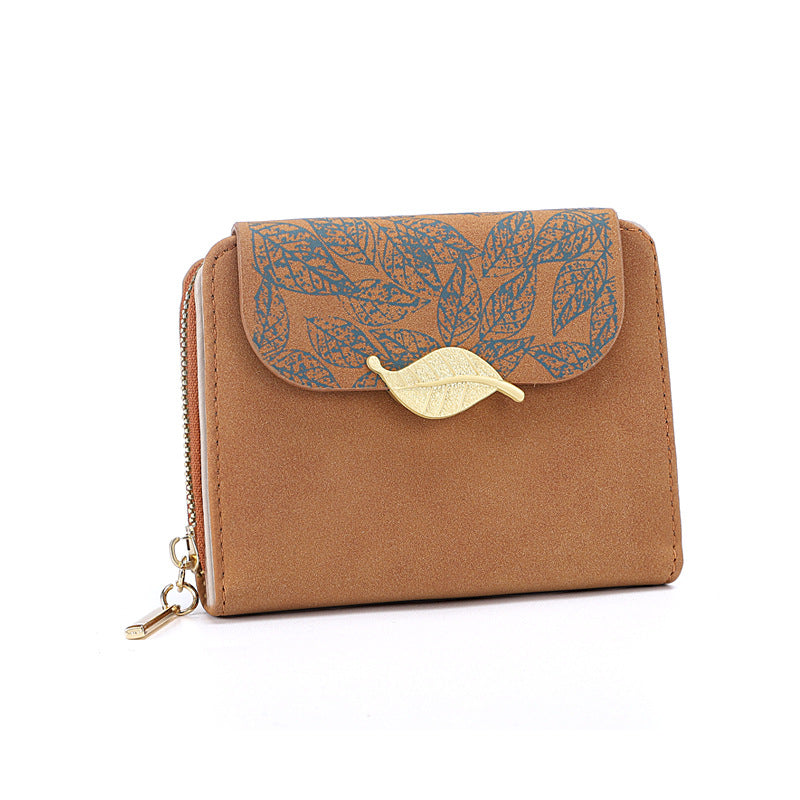 Women's Short Print Flip Zipper Wallet