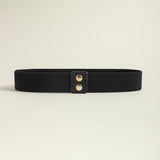 Punk Gold Rivet Chain Women's Belt Women's Elastic Stretch Wide Waist Corded Waist Black Slim Belt - Nioor